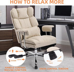 Big and Tall Office Chair 500lbs Wide Seat Executive Office Desk Chair High-Back Office Task Chair, Ergonomic Lumbar Support Computer Office Chairs for Heavy People(Beige)