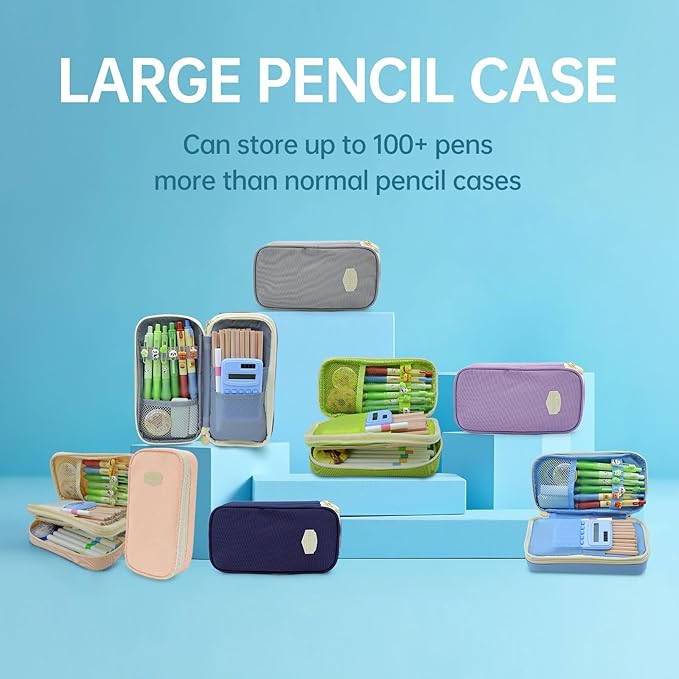 Large Capacity Pencil Case - Durable Zipper Aesthetic Pen Pouch, Big Storage Organizer for School, Office & Travel - Waterproof & Multi-Use (Purple)