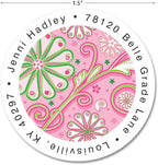 Colorful Images Fun Patterns Floral Return Address Mailing Labels, Personalize with Name & Address, Set of 144 Self Adhesive, Easy Peel Flat Label Sheets, Round, 3 Designs