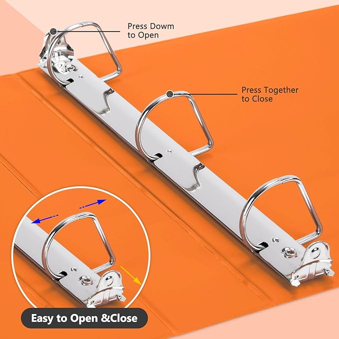 ViVin Sturdy 1.5 Inch 3 Ring Binder with Pockets, Slant-D Ring, PVC-Free, Customizable Clear View Binder,Holds 350 Sheets of 8.5" x 11" Paper, 6 Pack (Assorted)