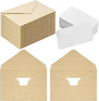 jiebor 100 Sets Small Kraft Envelopes with Small Blank Gift Business Card Wedding Invitation Pocket Envelopes for Graduations Wedding Shower Holiday 4.37 x 2.91 Inch Brown