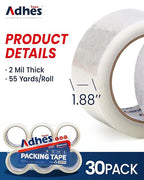 ADHES Heavy Duty Packing Tape, 30 Rolls, 1.88 Inch x 55 Yards, 2 mil Shipping Tape Refills, Packaging Tape, Box Tape for Moving, Shipping, Mailing and Sealing