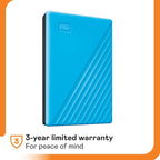 WD 6TB My Passport, Portable External Hard Drive, Blue, Backup Software with Defense Against ransomware, and Password Protection, USB 3.1/USB 3.0 Compatible - WDBR9S0060BBL-WESN