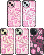 MOSNOVO Case for iPhone 15 Plus, [10ft 4X Military-Grade Drop Protection] Durable & Shockproof Phone Case Cover Design for iPhone 15 Plus / 14 Plus - Pink Dripping Smiles - Clear Black