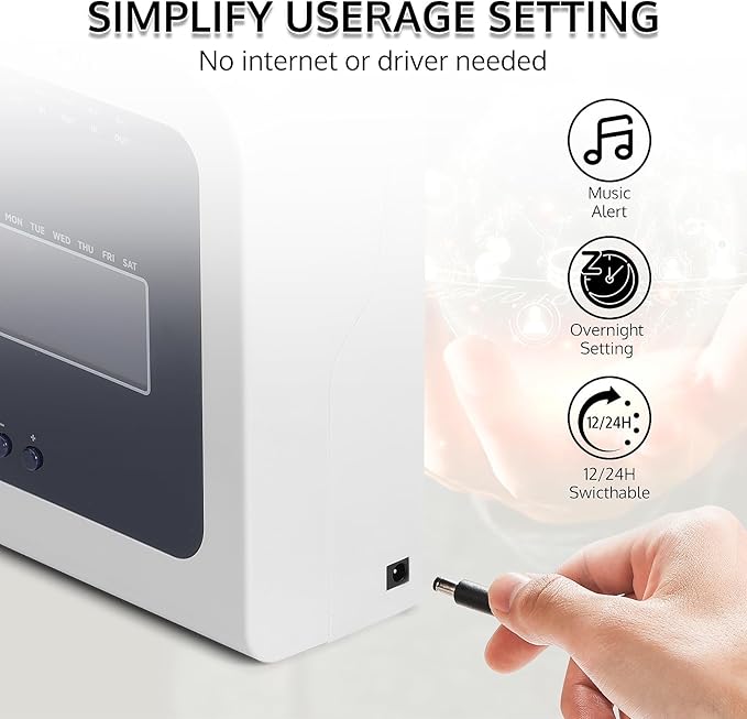 OFFNOVA Thermal Time Clock for Employees Small Business, No Ink Ribbons or Network Needed, in/Out Time Attendance Machine with 50 Time Cards