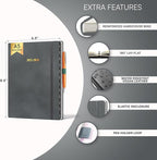 Ensight 2025-2026 HARDCOVER Leather Planner Weekly & Monthly - 6.5x8.5 Inches - Academic Planner Business Personal or Student - Pen Holder, Thick Paper, July 2025 - June 2026 (Grey)