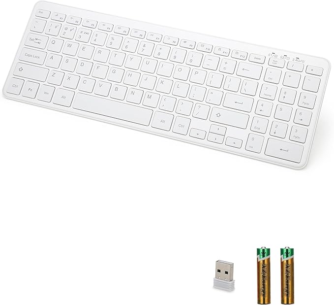 Wireless Bluetooth Keyboard, Universal Multi-Device Keyboard with Number Pad and Media Hotkeys, USB + Dual BT Connection, Ergonomic Design Slim for Windows Computer/Laptop/Tablet