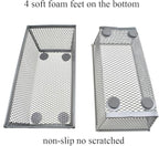 HAHIYO Stackable Mesh Tray Cup 6 x 3 x 2 inches Sturdy Container for Desk Drawer Organizer Collection for Home Office School kitchen Soft Foam Feet No Sharp Edges 2 Pack Silver