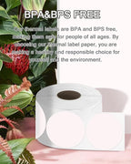 3 Inch White Round Thermal Sticker Labels, Self-Adhesive Circle Direct Thermal Printer Labels, DIY Design, QR Code, Name Tag, Brand Label,Gift Label (White 500 PCS/1 Roll)