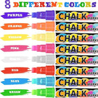 SMOOTHERPRO Chalk Marker, 10mm Liquid Chalk Markers, 3-in-1 Nib Washable Window markers for Glass Mirror, 8 Colors Erasable Chalkboard Markers for Blackboard