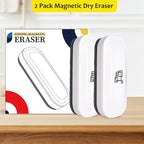 Maxtek Magnetic Dry Erase Eraser, 2 Pack, for Glass Board, Calendar, Whiteboard, Office and School Supplies (Pure White)