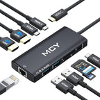 MCY USB C Hub,Laptop Docking Station Dual Monitor Single 8K,2x4K@60Hz,10 in 1 Type-C Multiport Adapter with 2 HDMI,PD100W,Extender Splitter,Card Reader,Ethernet Dock for Mac/Dell/HP/Surface/Steam Deck