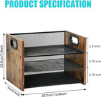 Wood Desk Organizer - 3-Tier Desktop File Organizer, Wooden Paper Tray, Office Desk Organzier and Accessories for Papers, Mail, Notebooks, Stationery