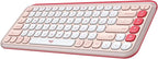 Logitech POP ICON Keys Wireless Bluetooth Keyboard, Comfortable Typing, Programmable Keys, Easy-Switch Between up to 3 Devices, for Laptop, Tablet, PC – Rose and Off-White