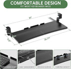 Large Keyboard Tray Under Desk - Slide Out with Sturdy C-Clip Mount System, 27 (31.2 Including Clamps) X 11.81 Put-Out Keyboard Tray Computer Drawer for Ergonomic Typing, Black