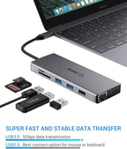 USB C Hub, TOTU Upgraded 13 in 1 Type C Hub to 4K HDMI & DP, VGA, 2 USB3.0/2 USB2.0/75W PD, Triple Display Docking Station for MacBook Pro and Windows USB C Systems, macOS only Support Mirror 1