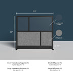 Stand Up Desk Store Expanse Modular Wall | 53'' x 48'' Wall | Expandable Partition Room Divider with Rearrangeable Frosted Acrylic & Sound Absorbent Panels (Black Frame)