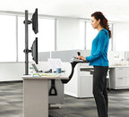 Suptek Dual LED LCD Monitor Stand up Desk Mount for 2 / Two Screens up to 32 inch Extra Tall 31.5" Pole Heavy Duty Fully Adjustable Stand Vertical Array (MD6802)