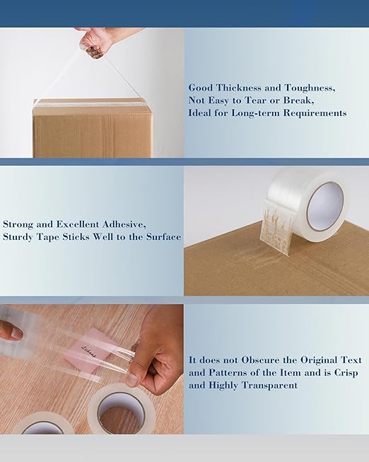 Lichamp Heavy Duty Packing Tape 12 Rolls, Wide Packaging Tape, 3 in. x 90 Yd., 3 Mil Thick, Clear, Commercial Grade Carton Packaging Tape Refills, Shipping, Mailing, Moving Supplies & Storage