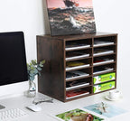EasyPAG Mail Organizer Countertop, Wood Literature Organizer, Student Classroom Mailbox for School, Desktop Paper Sorter for Office Home, 12 Compartments, Archaize
