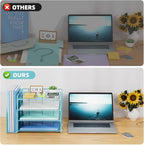 Marbrasse Desk Organizer and Accessories，4-Tier Paper Letter Tray Organizer with File Holder，Desk Accessories & Workspace Desktop Organizers for School Home Office Supplies (Blue)