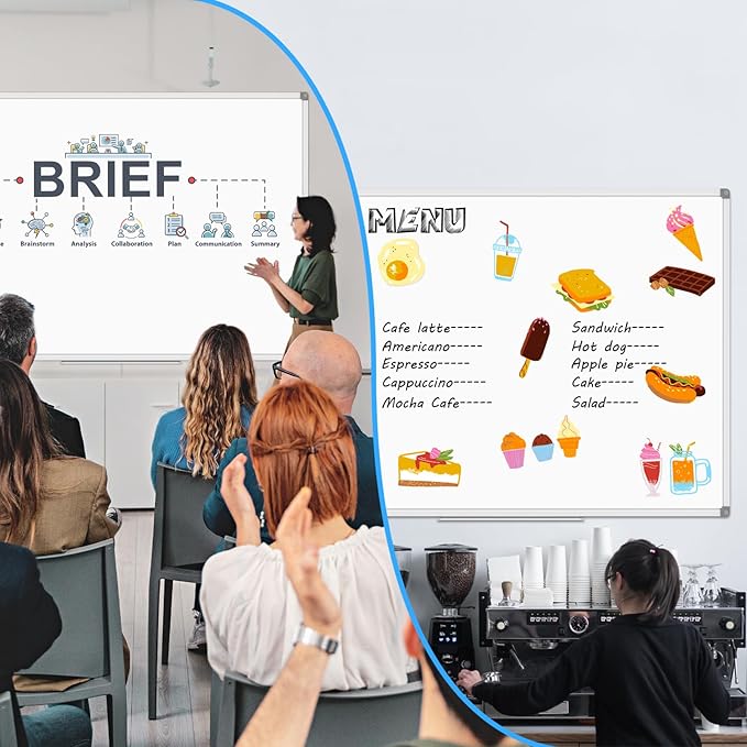 Lockways Large 72" x 40" Magnetic Dry Erase Board - Wall Mounted Whiteboard| White Board with Pen Tray, Aluminum Message Presentation Memo Board for Office & School