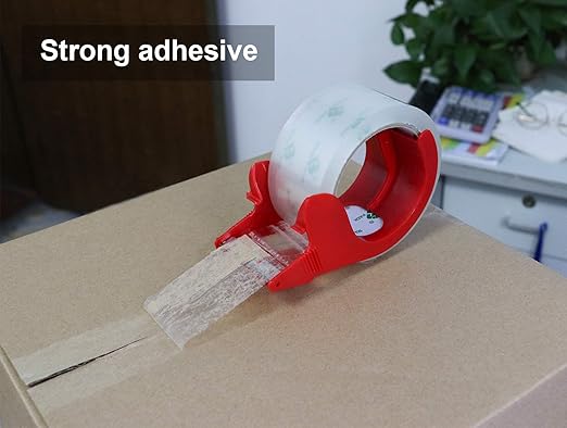 BOMEI PACK 12 Rolls Clear Packing Tape Rolls with Free Dispenser, Heavy Duty Refill Tape for Shipping Moving and Packaging, 2.4Mil 1.88 Inch x 60 Yard