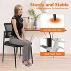 CLATINA Stacking Armless Office Waiting Room Chair with Adjustable Backrest, Stackable Mesh Guest Reception Desk Chairs with Ergonomic Lumbar Support for Conference Lobby Side School, Black, 8 Pack