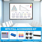 H-Qprobd 40"x30" Magnetic White Board Dry Erase Wall Mount Whiteboard - Office Home Classrooms White Board Hanging Writing Board with Black Aluminum Frame