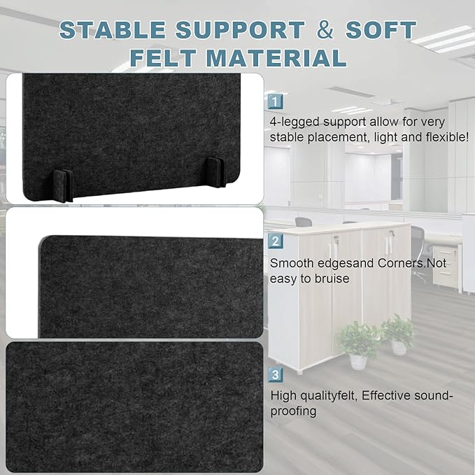 9 Pack Desk Divider-24 x 24" Acoustic Desk Dividers for Students-Durable Felt Desk Privacy Panel Set-Freestanding Desk Divider with Noise-reducing Design with 4 Support Feet for Office or Home Use