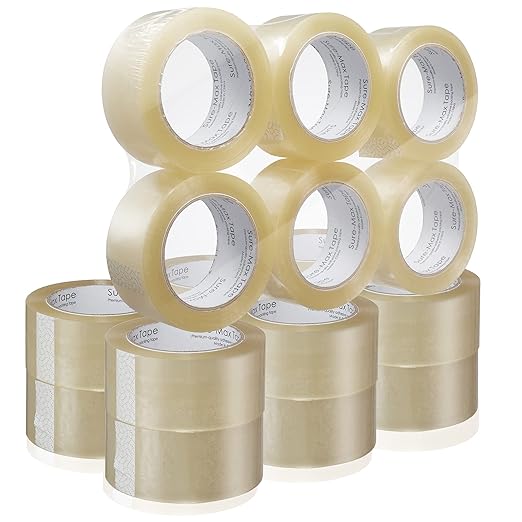 Sure-Max Premium Carton Packing Tape 1.8 mil 330 Feet (110 Yards) - Clear - 18 Rolls