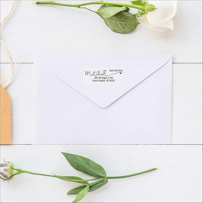 White Address Labels - Personalized Return Address Labels, Custom Printed Mailing and Shipping Labels for Envelopes, Packages, Business, Home Use (Joyful Script)