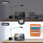 EASEPRES 5 Pocket Mesh Hanging Wall File Organizer, Wall Mounted Mail Paper Document Folder Holder, Clipboard Storage Organization Magazine Rack with Nametag Label for Office Home School, Orange