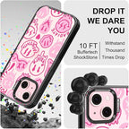 MOSNOVO Case for iPhone 15 Plus, [10ft 4X Military-Grade Drop Protection] Durable & Shockproof Phone Case Cover Design for iPhone 15 Plus / 14 Plus - Pink Dripping Smiles - Clear Black