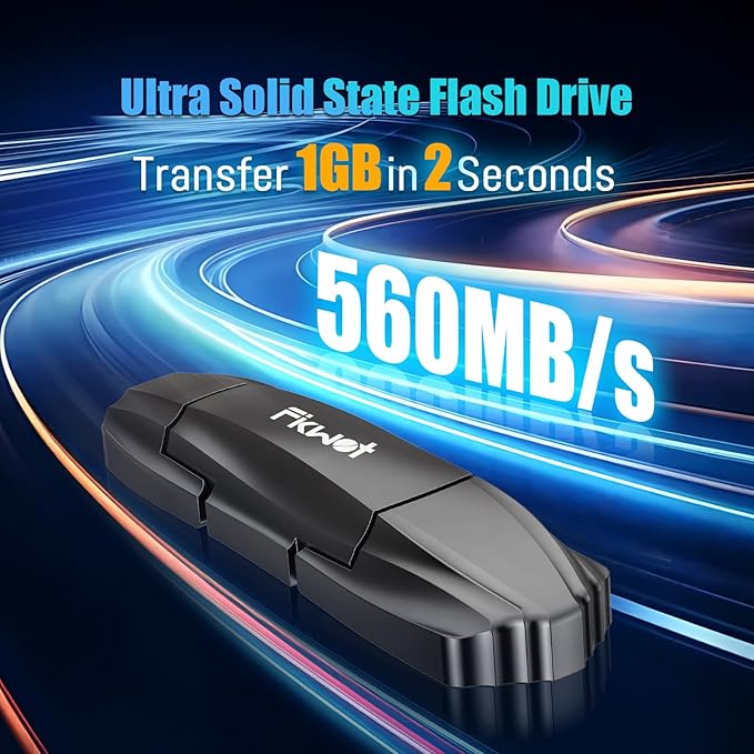 External SSD USB Flash Drive 1TB, Up to 550MB/s 2-in-1 Type C+ USB A USB3.2 Gen2 Solid State Thumb Drive SSD Stick for iPhone 15/16/Android/Windows/Mac/PC/Laptops