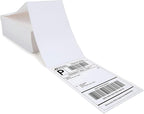 Fanfold 4 x 6 inch Thermal Labels Stack Direct White Strong Adhesive Perforated Postage Shipping Printer Compatible with Zebra SNBC Epson Rollo (500, Fanfold)
