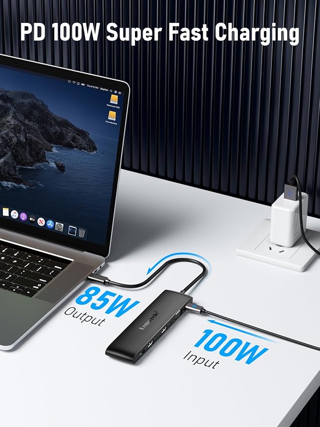 Lemorele USB C Dual Monitor Docking Station for Dell/HP/Lenovo/Surface Laptop, 12 in 1 Triple Display Multiport Hub Adapter w/2 HDMI 4K+VGA+10Gbps 2 USB3.2+2 USB2.0+100W PD+USB C Data+SD/TF+Audio
