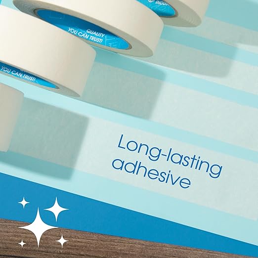 Spartan Industrial - 1.5" X 60 yd Masking Tape for Construction, Painting, Crafts, and More - 6 Rolls of Removable Tape, 5.5 Mil