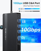 USB C Docking Station Dual Monitor, 14 in 1 USB C Hub, Adapter with 2 HDMI+DP(4K60Hz), Ethernet, 3 USBC 10G,100W PD, SD/TF, Audio, Laptop Docking Station for Dell/HP/Lenovo/ThinkPad/Surface (Black)