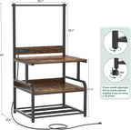 Homieasy Printer Stand with Charging Station, 29.1" x 22.8" Large 3D Printer Table with Filament Storage, Heavy Duty Rolling Printer Cart with 4-Tier Storage for Workshop/Office/Garage, Rustic Brown