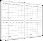 XBoard Magnetic Calendar Whiteboard 48x36 inch, 4 Month Foldable Dry Erase Board Planner, Silver Aluminium Framed White Board Calendar for Home School Office Organization