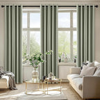 MIULEE Sage Green Blackout Curtains for Bedroom Living Room 84 Inches Long 2 Panels, Thermal Insulated Room Darkening Drapes Solid Grommet Top Noise Reducing Light Green Window Treatments 40x84 Inch