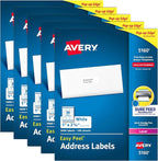 Avery Easy Peel Printable Address Labels with Sure Feed, 1" x 2-5/8" Customizable Stickers, White, 15,000, Great for Mailing, Shipping, and More (5-Pack of 5160)