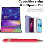 12 PCS 2 in 1 Stylus Ballpoint Pen with Stylus Tip, 1.0 mm Black Ink Metal Pen Stylus Pen for Touch Screens (All Red)