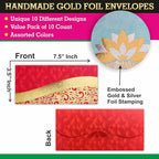 PARTH IMPEX Shagun Gift Envelope (Pack of 10) Assorted Color Designs Money Holder Fancy Packet for Christmas Diwali Easter Birthday Wedding Anniversary Designer Invitation Envelopes