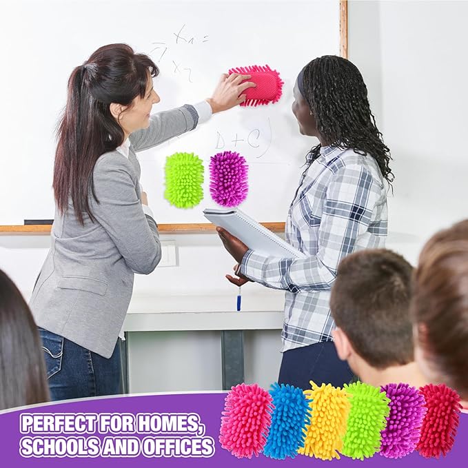 Sherr 24 Pcs Magnetic Whiteboard Eraser School Erase Erasers Microfiber Washable White Board Eraser for Chalk Classroom Home Office (Rainbow Colors)