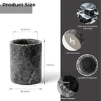 WORHE Pen Holder Stand Italy Natural Premium True Marble Makeup Brush Holders, Tableware Organizer Desk Pencil Cup for Home Office School Decor Dark Grey (DL012)