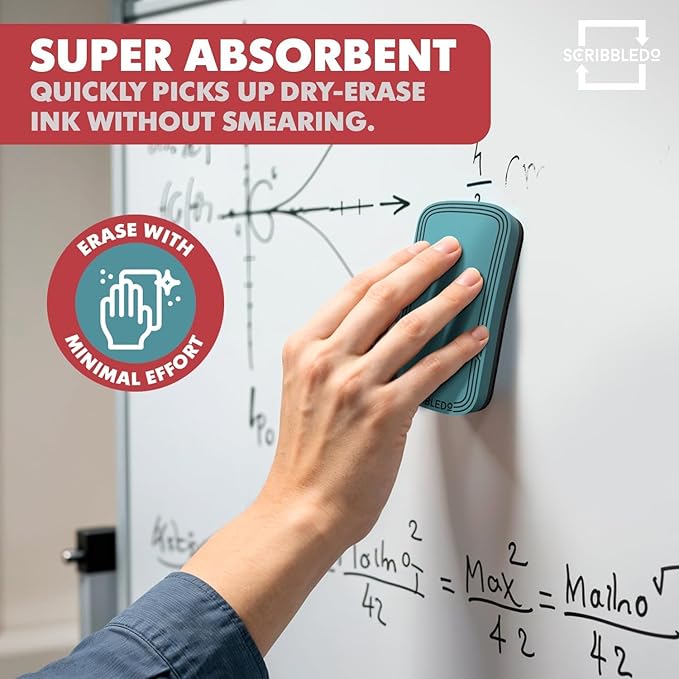 SCRIBBLEDO Boho Dry Erase Erasers 4 Pack Magnetic Whiteboard Erasers in Soft Modern Colors White Board Eraser Dry Erase Board Cleaner for Teachers Students Office & Classroom