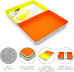 Welaxy 2-piece Office desk drawer organizer tray letter-size documents A4 paper book file Folder Holder storage bins (Orange + Green)