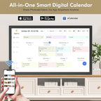 24" Smart Digital Calendar for-Family-Meal-Planner - Electronic Calendars for Chore Chart, Interactive Touchscreen Display for Family Schedules, Auto-Sync Google iCloud Outlook, Wall Mountable for Mom